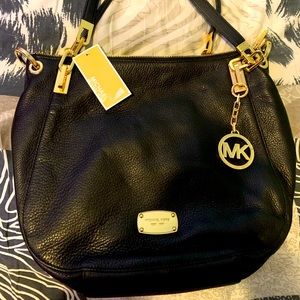 New Michael Kors black leather shoulder bag